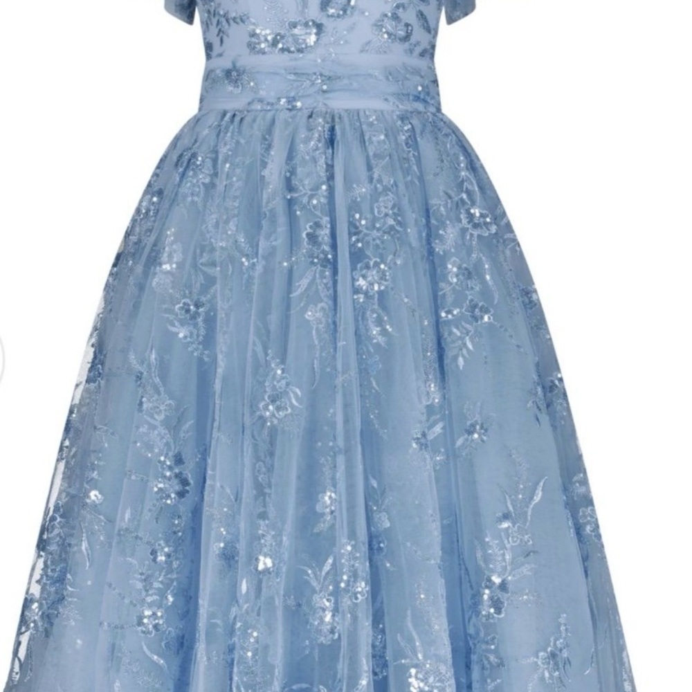 JessaKae Light Blue Floral Formal Dress